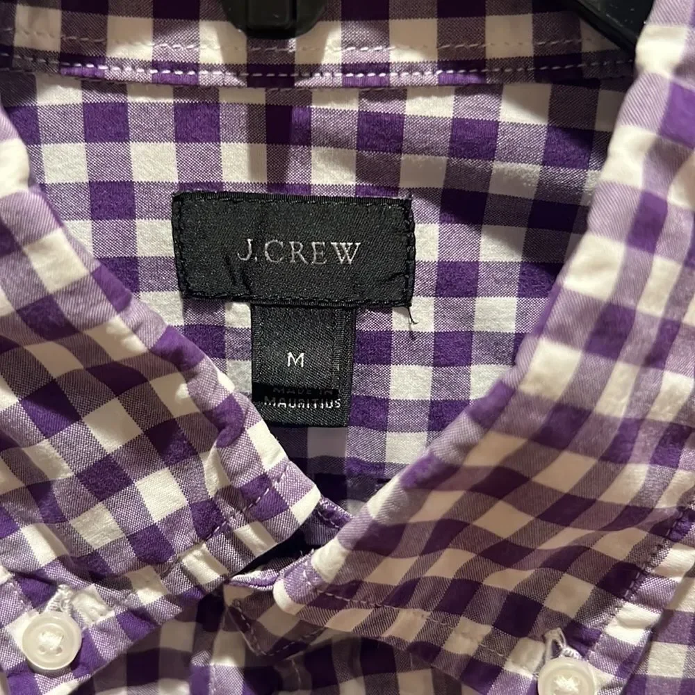 J. Crew cotton purple gingham button down shirt
